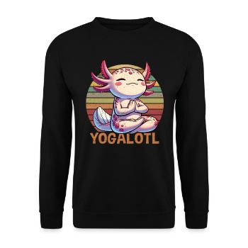 Yoga Axolotl Meditation Retro Spiritualität - Unisex Pullover - Schwarz - Vorne - Alina (178cm) & Michal (187cm)