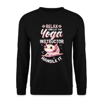 Professeur de Yoga Méditation Spiritualité Axolotl - Sweat-shirt Unisexe - noir - Devant - Alina (178cm) & Michal (187cm)