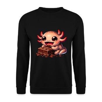 Axolotl Schokolade Schokokuchen Süß - Unisex Pullover - Schwarz - Vorne - Alina (178cm) & Michal (187cm)