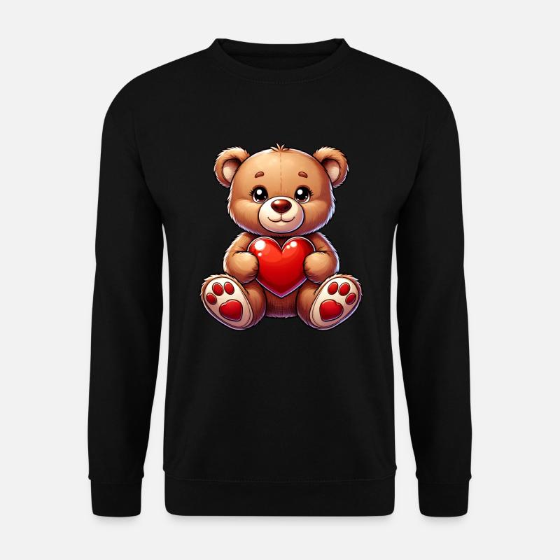 Valentinstag Teddybär Herz Liebe Kuscheltier - Unisex Pullover - Schwarz