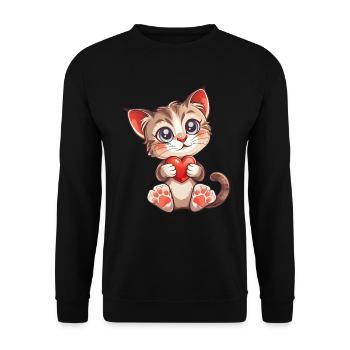Saint Valentin chat coeur amour Kitty - Sweat-shirt Unisexe - noir - Devant - Alina (178cm) & Michal (187cm)