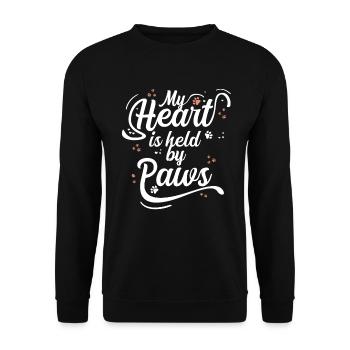 Chat d’amour Saint-Valentin coeurs pattes de chat - Sweat-shirt Unisexe - noir - Devant - Alina (178cm) & Michal (187cm)