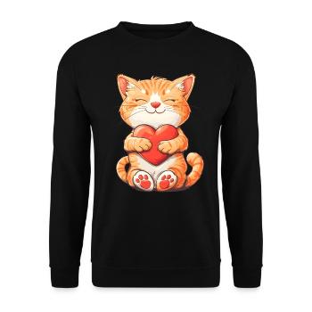 Saint Valentin Chat Chat Amour Coeur - Sweat-shirt Unisexe - noir - Devant - Alina (178cm) & Michal (187cm)