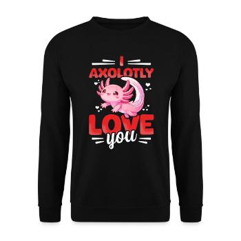 Coeur d’axolotl sucré Saint-Valentin - Sweat-shirt Unisexe - noir - Devant - Alina (178cm) & Michal (187cm)