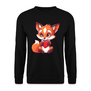 Saint-Valentin renard mignon pour les amoureux - Sweat-shirt Unisexe - noir - Devant - Alina (178cm) & Michal (187cm)