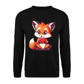 Renard mignon avec coeur amour de la Saint-Valentin - Sweat-shirt Unisexe - noir - Devant - Alina (178cm) & Michal (187cm)