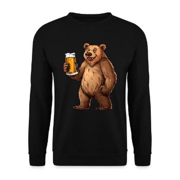 Beer Drinker Beer Drink Father's Day Booze Bear - Unisex Sweatshirt - black - Front - Alina (178cm) & Michal (187cm)