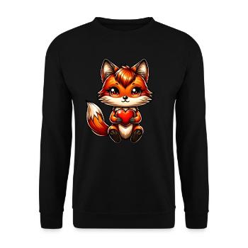 Renard avec cœur amour amour Saint-Valentin - Sweat-shirt Unisexe - noir - Devant - Alina (178cm) & Michal (187cm)