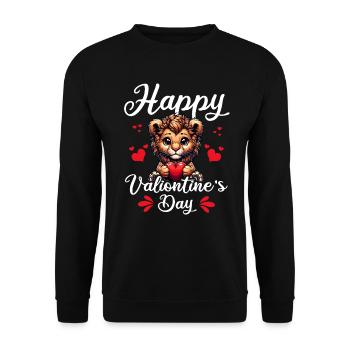 Leo Valentine's Day Funny - Unisex Sweatshirt - black - Front - Alina (178cm) & Michal (187cm)