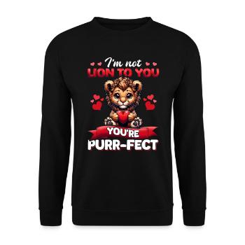 Lion with Heart Love Valentine's Day - Unisex Sweatshirt - black - Front - Alina (178cm) & Michal (187cm)