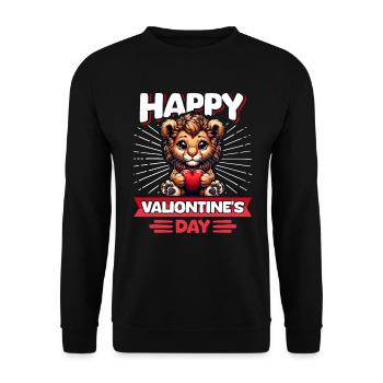 Funny Valentine's Day Leo Heart Love - Unisex Sweatshirt - black - Front - Alina (178cm) & Michal (187cm)