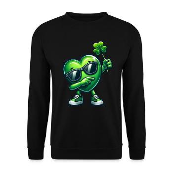 Coeur de la Saint-Patrick trèfle irlandais - Sweat-shirt Unisexe - noir - Devant - Alina (178cm) & Michal (187cm)