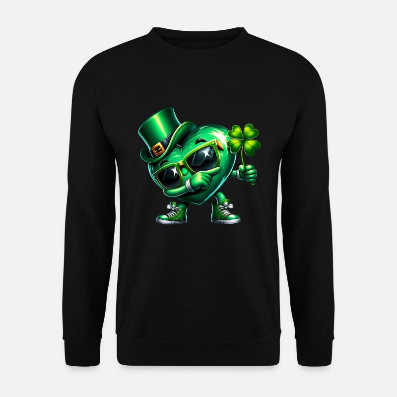 St Patrick's Day Irish Dabbing Heart Shamrock - Unisex Sweatshirt - black