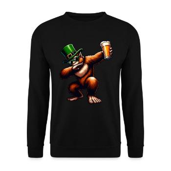 St Patricks Day Irish Pub Biertrinker - Unisex Pullover - Schwarz - Vorne - Alina (178cm) & Michal (187cm)
