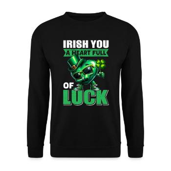 St Patricks Day Irland Glück - Unisex Pullover - Schwarz - Vorne - Alina (178cm) & Michal (187cm)