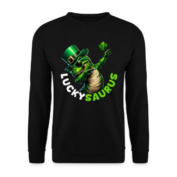 Fête de la Saint-Patrick Chance irlandaise Luckysaurus - Sweat-shirt Unisexe - noir - Devant - Alina (178cm) & Michal (187cm)