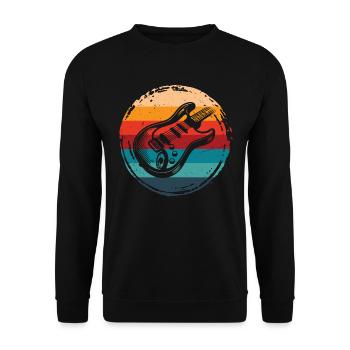 Gitarre Retro Grunge Circle - Unisex Pullover - Schwarz - Vorne - Alina (178cm) & Michal (187cm)
