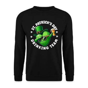 St Patricks Day Irish Pub Biertrinker Irisch - Unisex Pullover - Schwarz - Vorne - Alina (178cm) & Michal (187cm)