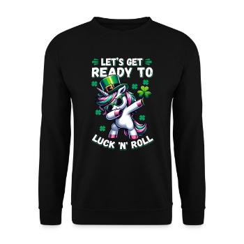 St Patrick's Day Irish Luck Ireland Unicorn - Unisex Sweatshirt - black - Front - Alina (178cm) & Michal (187cm)