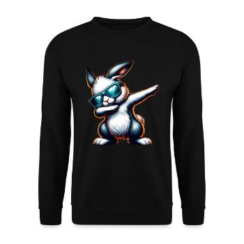 Lapin de Pâques Dabbing Lapin de Pâques Dab Danse - Sweat-shirt Unisexe - noir - Devant - Alina (178cm) & Michal (187cm)