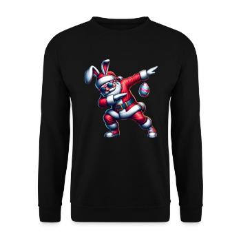 Santa Claus with bunny ears dabbing - Unisex Sweatshirt - black - Front - Alina (178cm) & Michal (187cm)