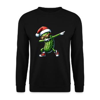 Dabbing Gurke Weihnachten Santa Hat - Unisex Pullover - Schwarz - Vorne - Alina (178cm) & Michal (187cm)