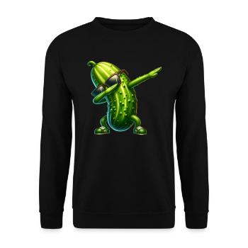 Saure Gurke Dabbing Pickle Lustig - Unisex Pullover - Schwarz - Vorne - Alina (178cm) & Michal (187cm)