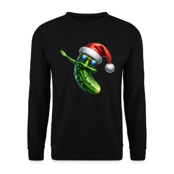 Gurke Santa Hat Weihnachten Dabbing - Unisex Pullover - Schwarz - Vorne - Alina (178cm) & Michal (187cm)