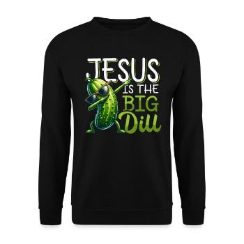 Lustige Gurke für Christen Glaube Jesus - Unisex Pullover - Schwarz - Vorne - Alina (178cm) & Michal (187cm)