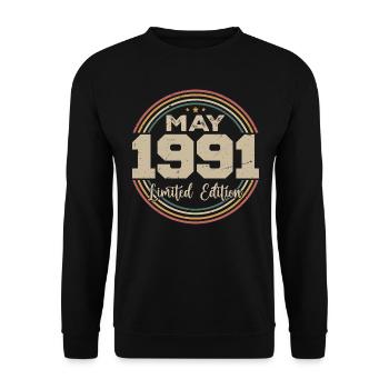 Mai 1991 Vintage Nées En Mai 1991 Anniversaire - Sweat-shirt Unisexe - noir - Devant - Alina (178cm) & Michal (187cm)