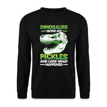 Gurke Dinosaurier Lustige Saure Gurken - Unisex Pullover - Schwarz - Vorne - Alina (178cm) & Michal (187cm)