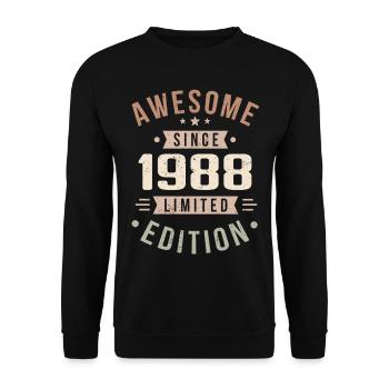 Original 1988 Vintage Vintage anniversaire 1988 - Sweat-shirt Unisexe - noir - Devant - Alina (178cm) & Michal (187cm)