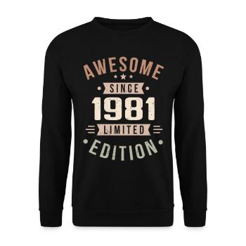 Original 1981 Jahrgang Vintage Geburtstag 1981 - Unisex Pullover - Schwarz - Vorne - Alina (178cm) & Michal (187cm)