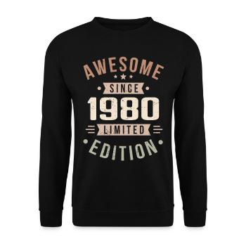 Original des années 1980 Vintage Vintage anniversaire des années 1980 - Sweat-shirt Unisexe - noir - Devant - Alina (178cm) & Michal (187cm)