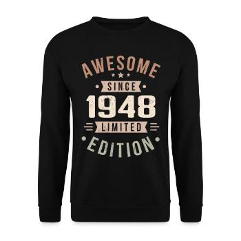 Original 1948 Jahrgang Vintage Geburtstag 1948 - Unisex Pullover - Schwarz - Vorne - Alina (178cm) & Michal (187cm)