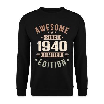 Original des années 1940 Vintage Vintage anniversaire des années 1940 - Sweat-shirt Unisexe - noir - Devant - Alina (178cm) & Michal (187cm)