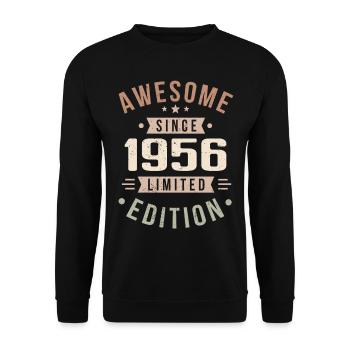 Original 1956 Jahrgang Vintage Geburtstag 1956 - Unisex Pullover - Schwarz - Vorne - Alina (178cm) & Michal (187cm)