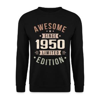 Original des années 1950 Vintage Vintage anniversaire des années 1950 - Sweat-shirt Unisexe - noir - Devant - Alina (178cm) & Michal (187cm)