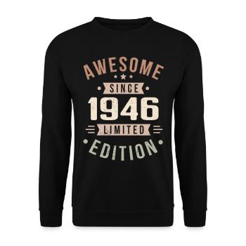 Original 1946 Jahrgang Vintage Geburtstag 1946 - Unisex Pullover - Schwarz - Vorne - Alina (178cm) & Michal (187cm)