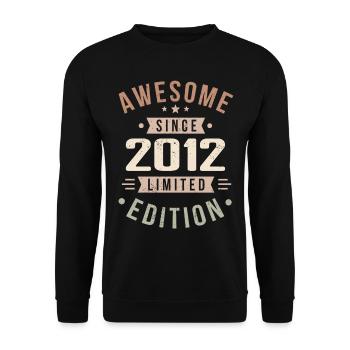 Original 2012 Jahrgang Vintage Geburtstag 2012 - Unisex Pullover - Schwarz - Vorne - Alina (178cm) & Michal (187cm)
