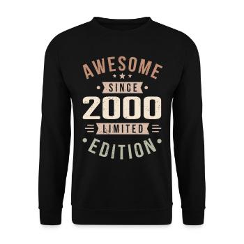 Original 2000 Jahrgang Vintage Geburtstag 2000 - Unisex Pullover - Schwarz - Vorne - Alina (178cm) & Michal (187cm)