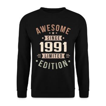 Original 1991 Vintage Vintage anniversaire 1991 - Sweat-shirt Unisexe - noir - Devant - Alina (178cm) & Michal (187cm)