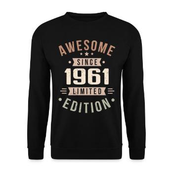 Original 1961 Jahrgang Vintage Geburtstag 1961 - Unisex Pullover - Schwarz - Vorne - Alina (178cm) & Michal (187cm)