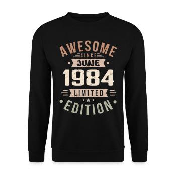 Juin 1984 Anniversaire Juin 1984 Cadeau Juin 1984 - Sweat-shirt Unisexe - noir - Devant - Alina (178cm) & Michal (187cm)