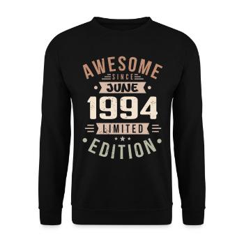 Juni 1994 Geburtstag Juni 1994 Geschenk Juni 1994 - Unisex Pullover - Schwarz - Vorne - Alina (178cm) & Michal (187cm)