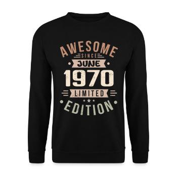Juin 1970 Anniversaire Juin 1970 Cadeau Juin 1970 - Sweat-shirt Unisexe - noir - Devant - Alina (178cm) & Michal (187cm)