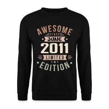 Juni 2011 Geburtstag Juni 2011 Geschenk Juni 2011 - Unisex Pullover - Schwarz - Vorne - Alina (178cm) & Michal (187cm)