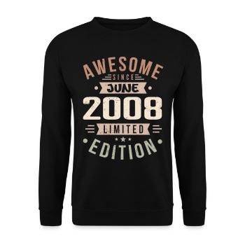 Juni 2008 Geburtstag Juni 2008 Geschenk Juni 2008 - Unisex Pullover - Schwarz - Vorne - Alina (178cm) & Michal (187cm)