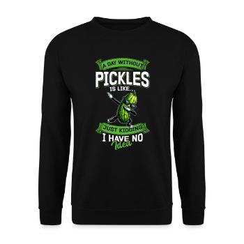 Saure Gurke Pickles Lustig - Unisex Pullover - Schwarz - Vorne - Alina (178cm) & Michal (187cm)