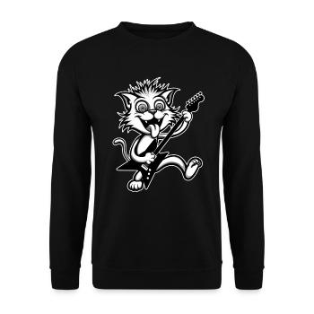 Gitarren Katze Gitarrist Gitarre Gitarrenlehrer - Unisex Pullover - Schwarz - Vorne - Alina (178cm) & Michal (187cm)